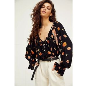 Free People Poppy Print Long Sleeve Bodysuit